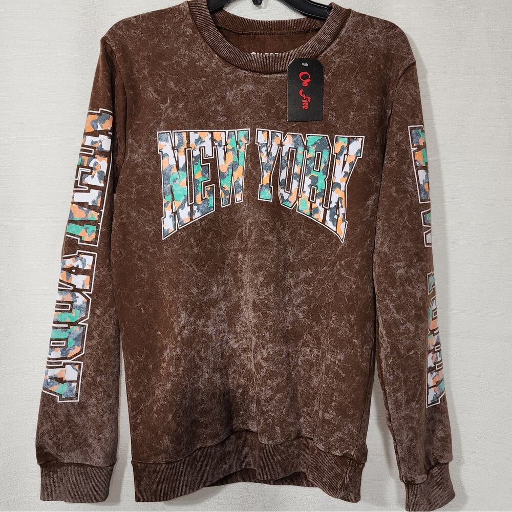 New York women's medium 100% cotton sweatshirt NWT on fire